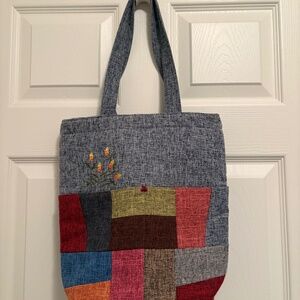 Patchwork tote with some embroidery